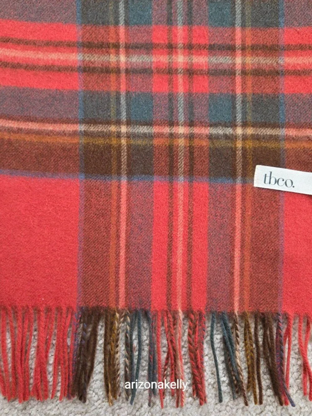 NWOT tbco Red Plaid Scarf Lambswool - Picture 5 of 12